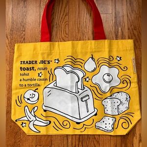 VTG Trader Joe’s Waffle Toast Milk Jam Yellow Cotton Tote Bag Collectible NEW